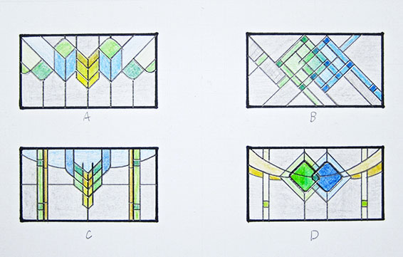提出した４パターンのステンドグラスデザイン画
