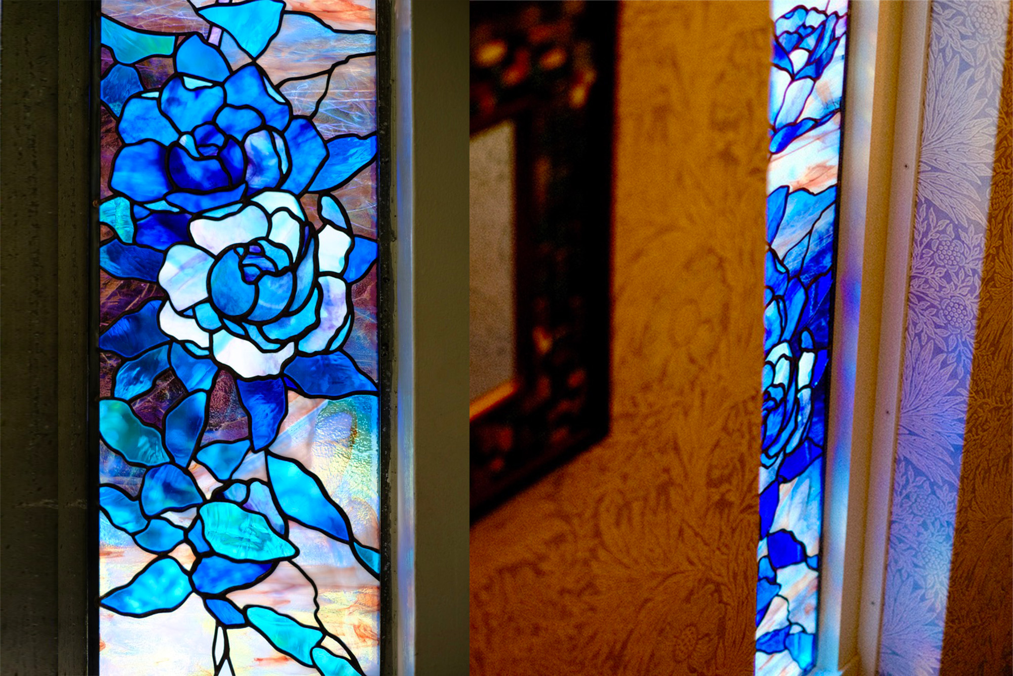 青い薔薇のステンドグラス のアイキャッチ画像